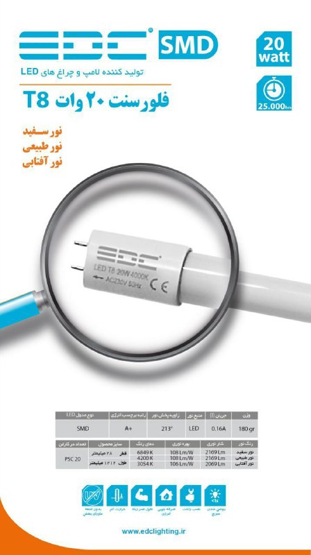 فلورسنت 20 وات (T8)